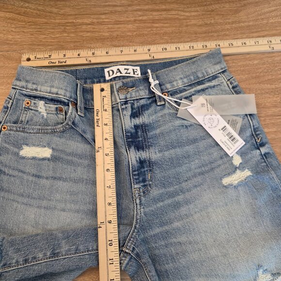 DAZE DENIM 1999 Shorts Slouch 90S Short Jean High Rise Distressed Shorts Blue 26 - Picture 11 of 16